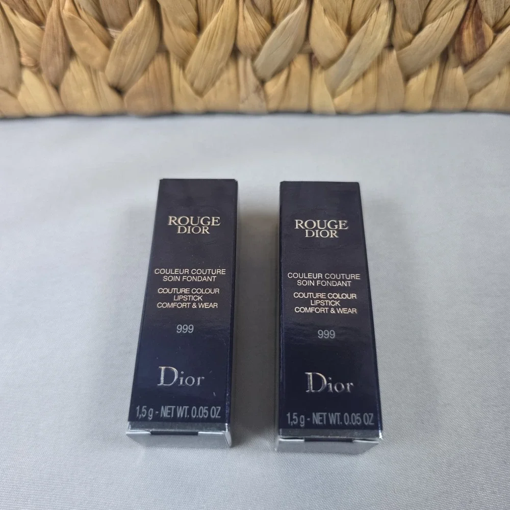 Dior Rouge Dior Couture Colour Lipstick 999 Satin 0.05oz New in Box Set Of 2